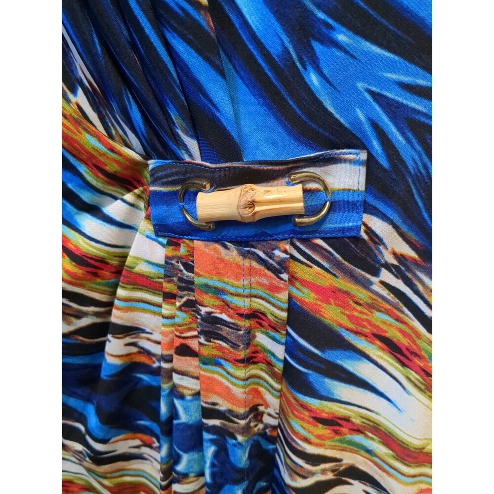 Robbie Bee Dress Small Sleeveless Art Waves Boho Blue Brown Orange - Picture 3 of 5